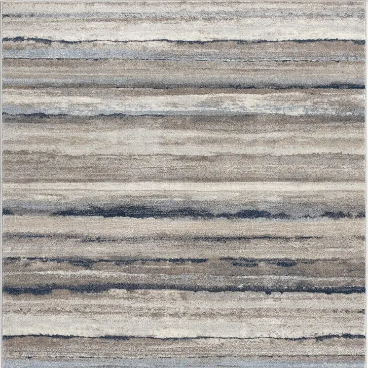 2' X 2' Blue Brown And Beige Striped Square Rug