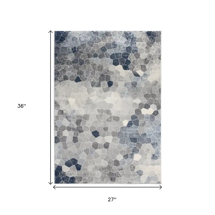 2' X 3' Blue Beige And Gray Cobblestone Area Rug