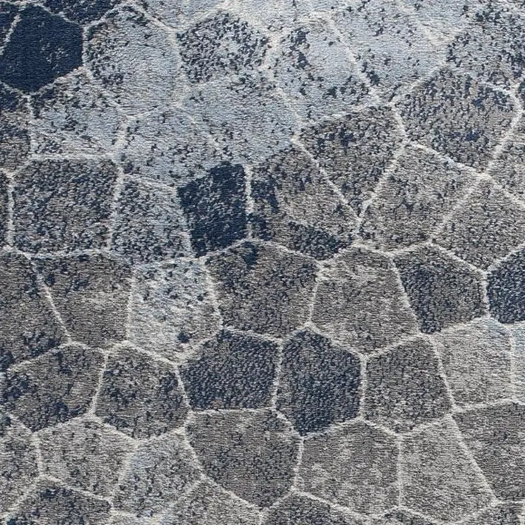 2' X 2' Blue Beige And Gray Cobblestone Square Rug
