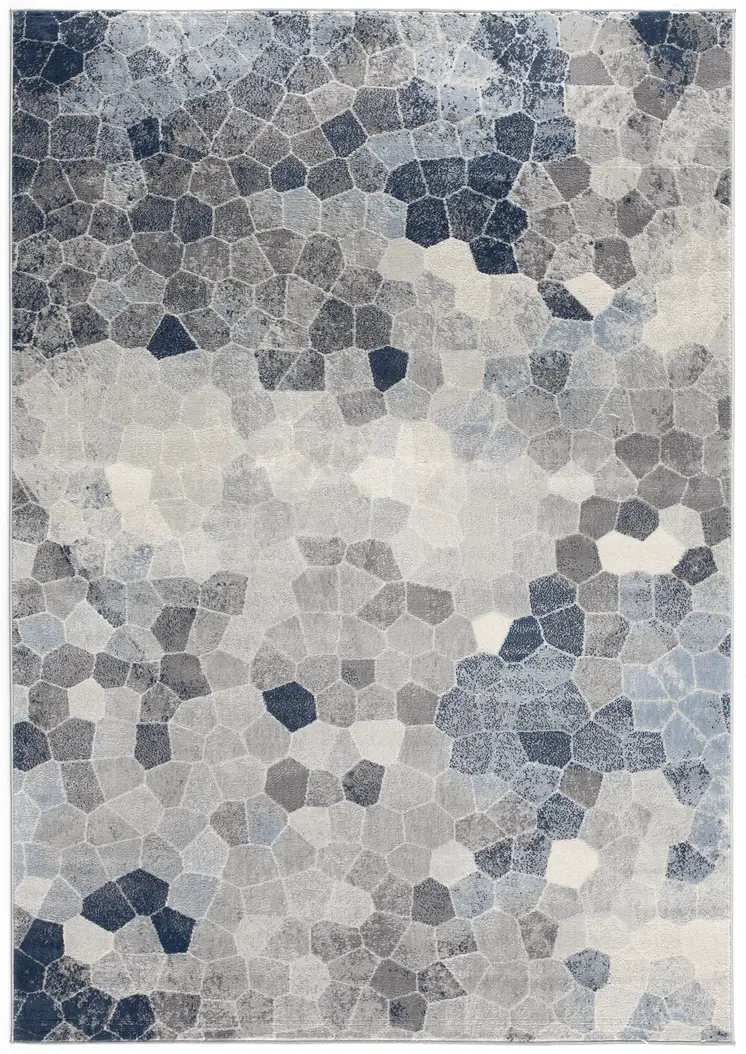 2' X 2' Blue Beige And Gray Cobblestone Square Rug