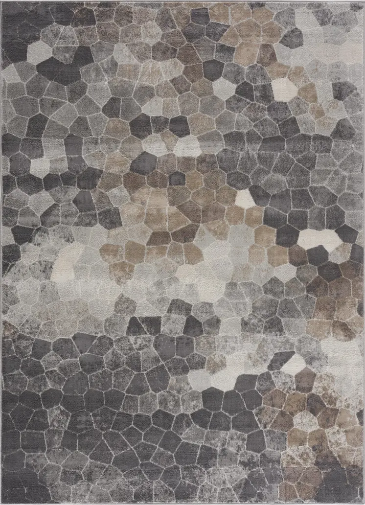 2' X 3' Gray Beige And Brown Cobblestone Area Rug