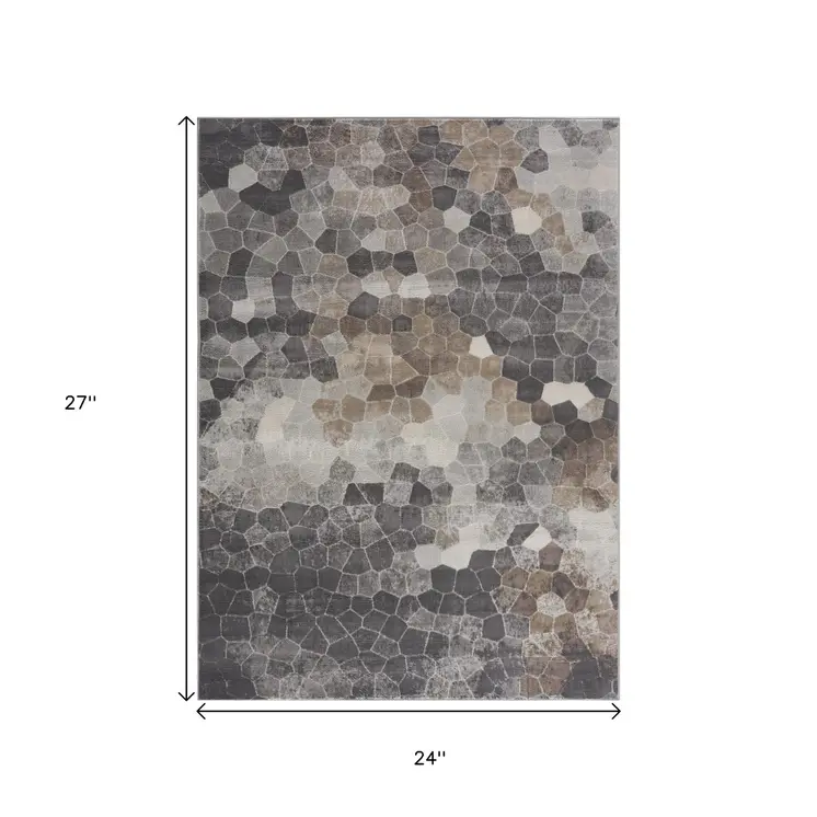 2' X 2' Gray Beige And Brown Cobblestone Square Rug