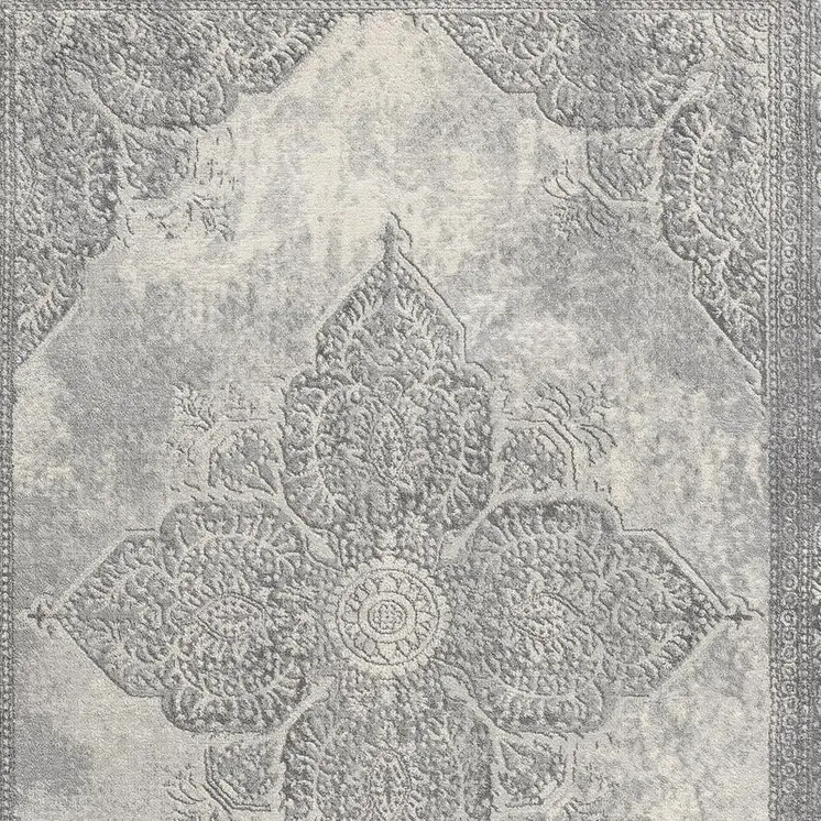 2' X 2' Gray And Beige Oriental Square Rug
