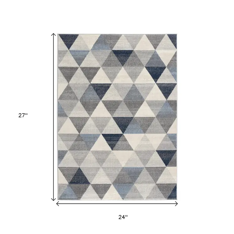 2' X 2' Blue Beige And Gray Geometric Square Rug