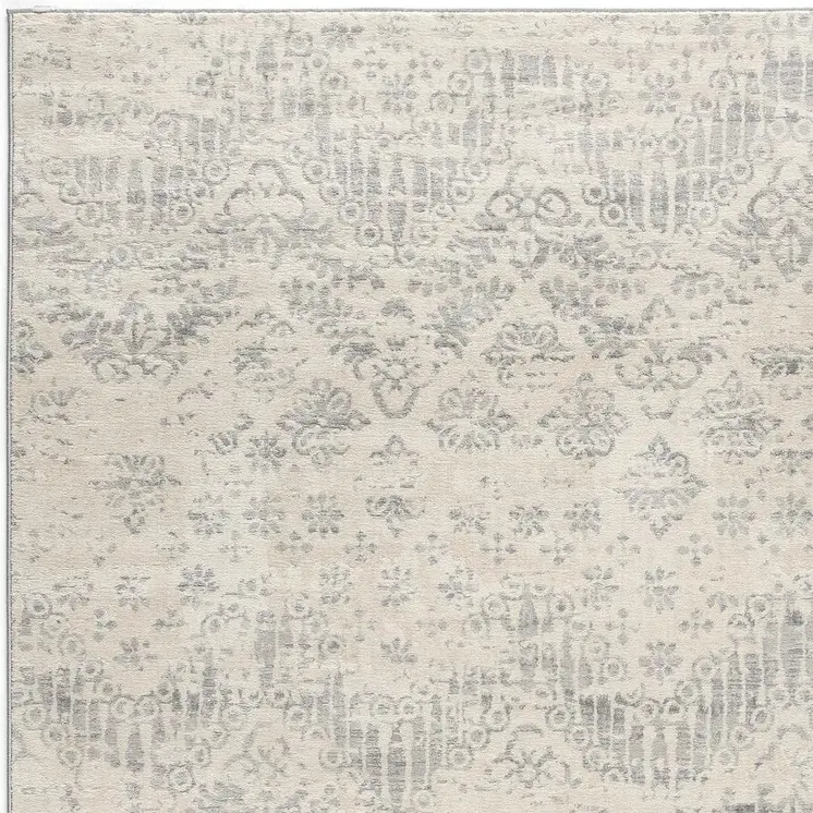 2' X 3' Beige And Gray Floral Medallion Area Rug