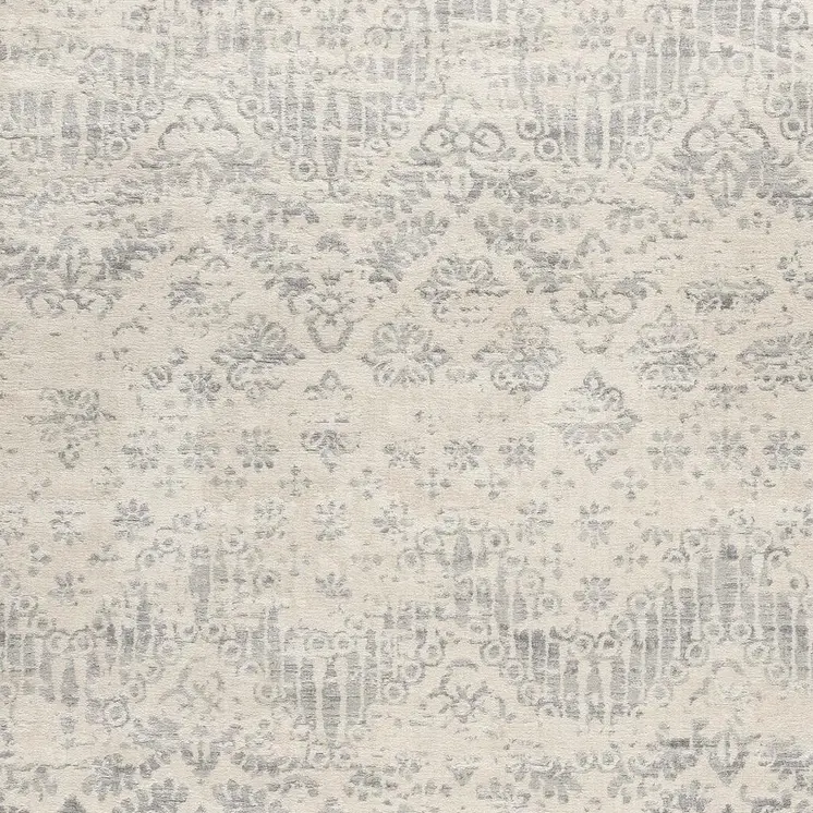2' X 2' Beige And Gray Floral Medallion Square Rug