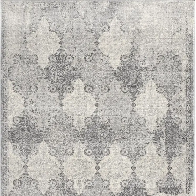 2' X 2' Gray And Beige Moroccan Square Rug