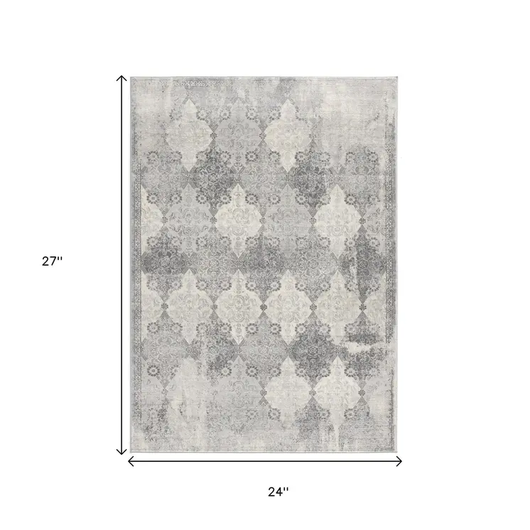 2' X 2' Gray And Beige Moroccan Square Rug