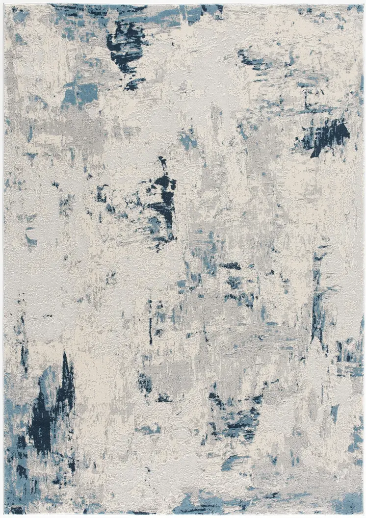 2' X 2' Blue Cream And Gray Abstract Square Rug