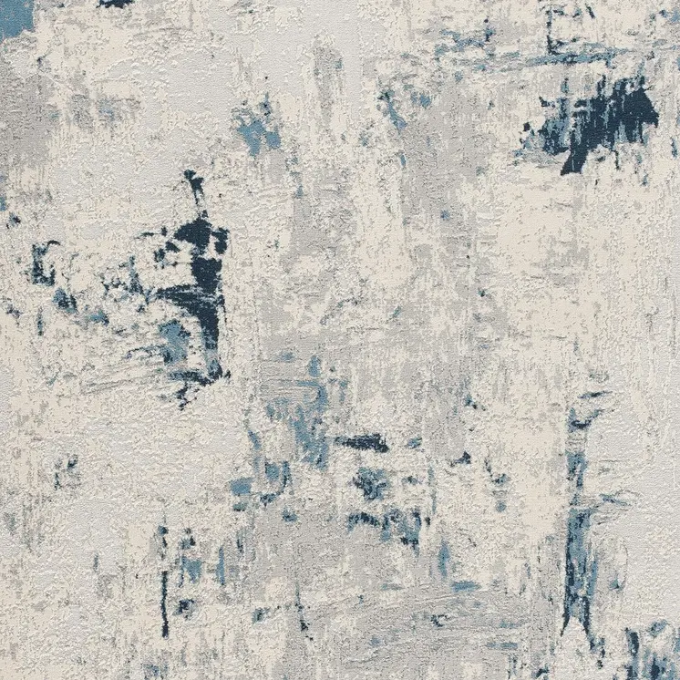 2' X 2' Blue Cream And Gray Abstract Square Rug