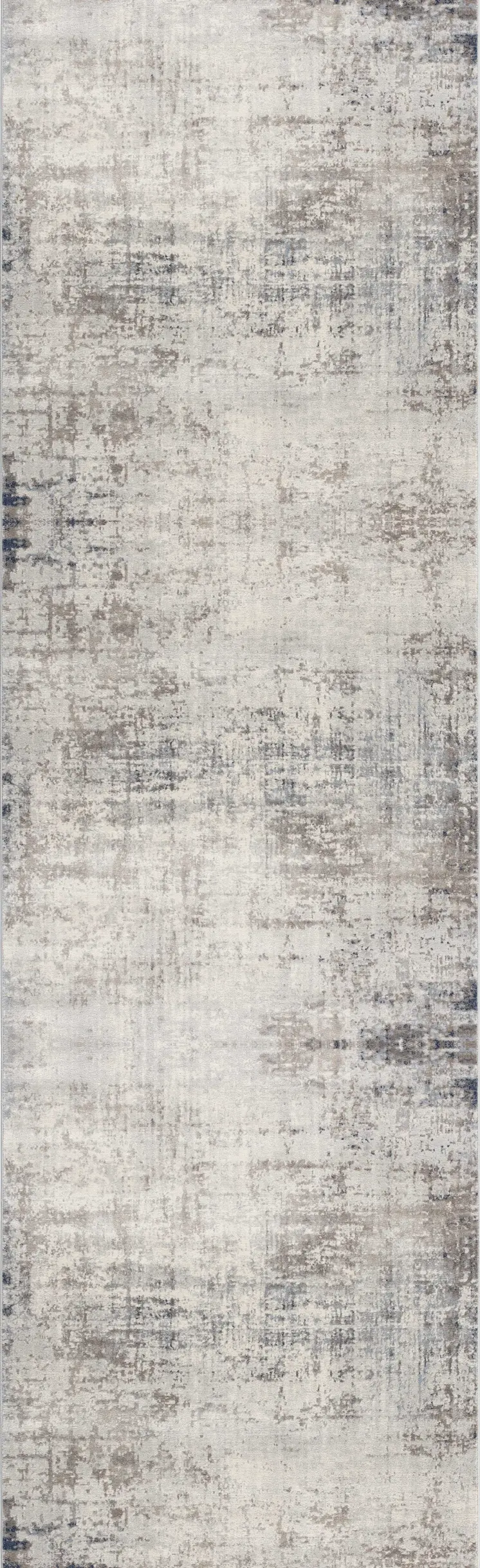 11' Navy Blue Beige And Gray Abstract Runner Rug