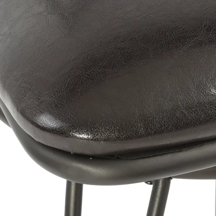 Set of Two 24" Black Faux Leather and Iron Counter Height Swivel Bar Chairs