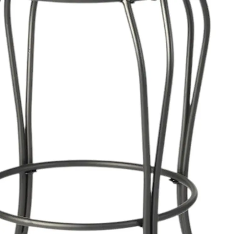 Set of Two 30" Black Faux Leather and Iron Bar Height Swivel Bar Chairs
