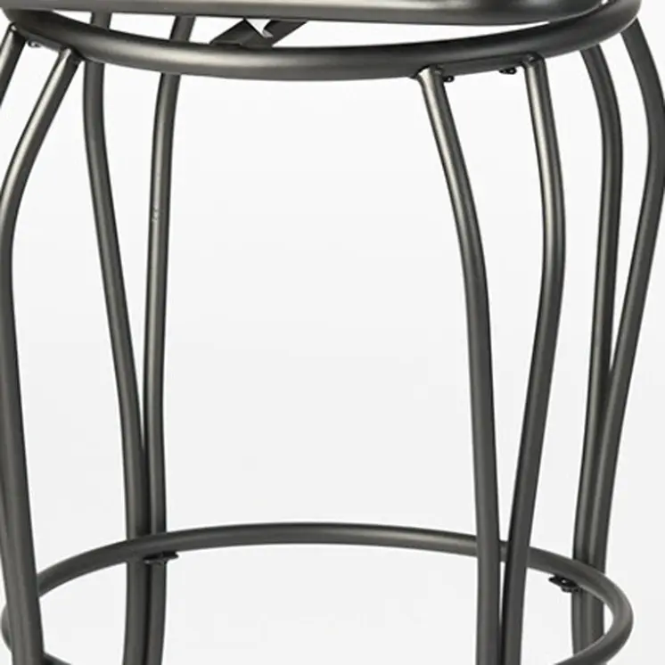 Set of Two 30" Black Faux Leather and Iron Bar Height Swivel Bar Chairs