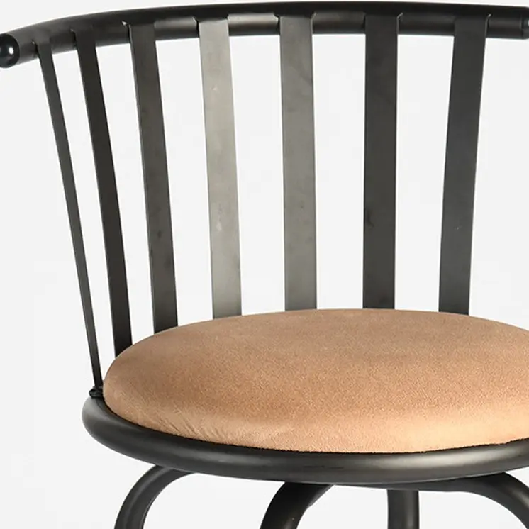 Set of Three Brown and Black Faux Leather and Iron Low Back Adjustable Height Swivel Bar Chairs