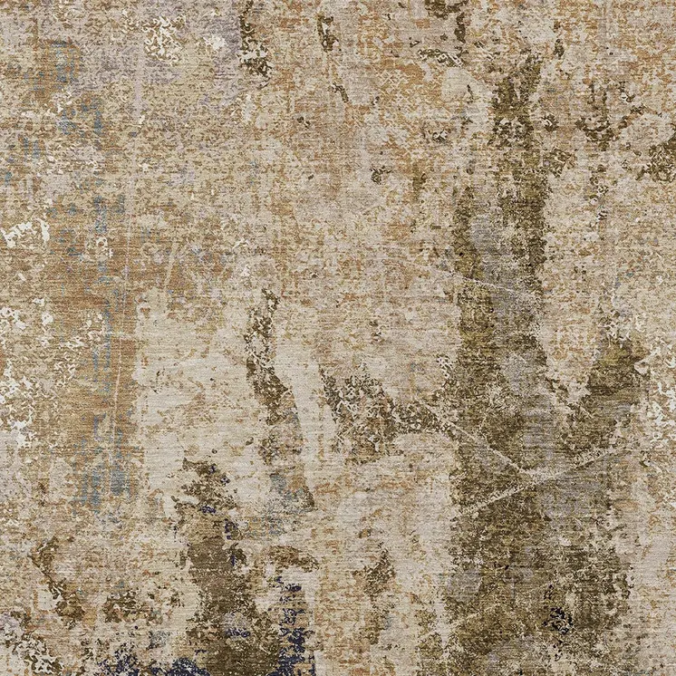 10' X 14' Khaki And Taupe Abstract Washable Indoor Outdoor Area Rug