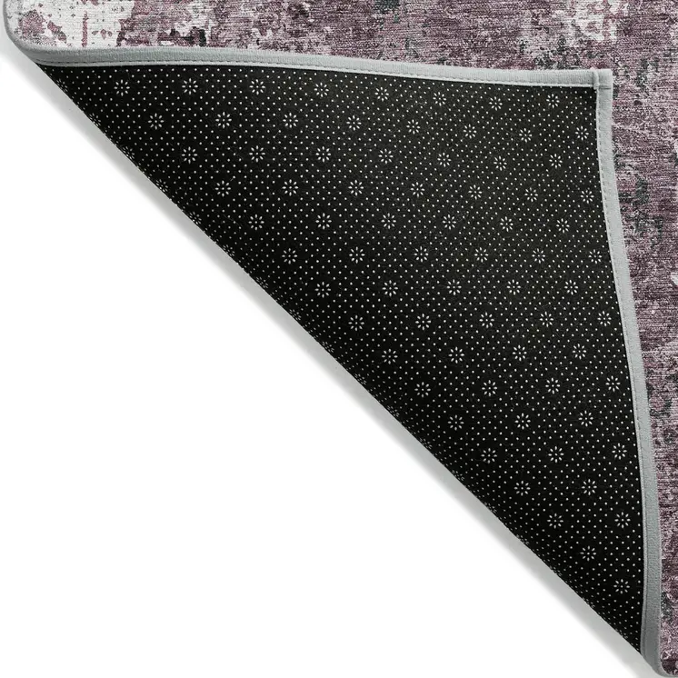 9' X 12' Pink And Mauve Abstract Washable Indoor Outdoor Area Rug