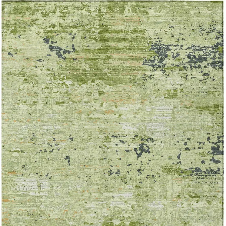 5' X 8' Artichoke Green And Olive Green Abstract Washable Indoor Outdoor Area Rug