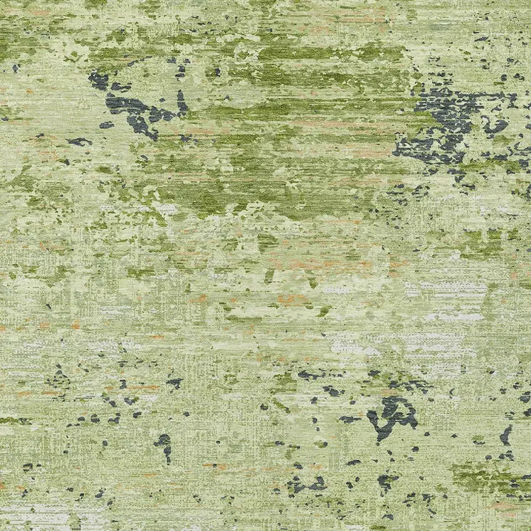 8' X 10' Artichoke Green And Olive Green Abstract Washable Indoor Outdoor Area Rug