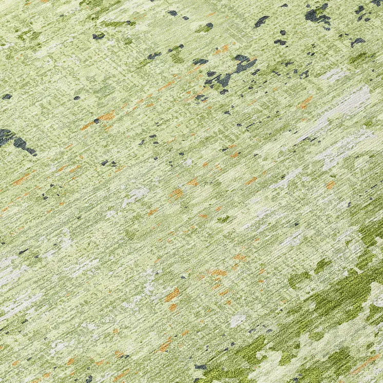 10' X 14' Artichoke Green And Olive Green Abstract Washable Indoor Outdoor Area Rug