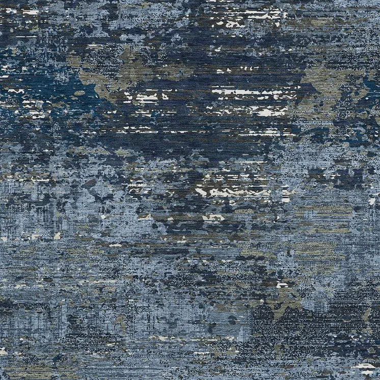 3' X 5' Blue And Navy Blue Abstract Washable Indoor Outdoor Area Rug
