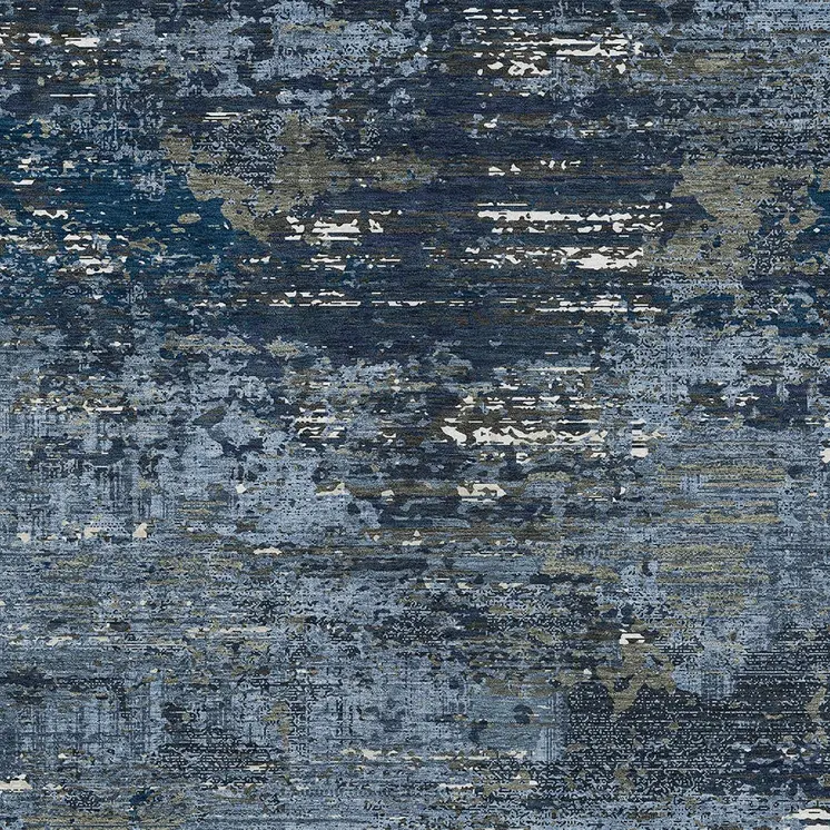 5' X 8' Blue And Navy Blue Abstract Washable Indoor Outdoor Area Rug