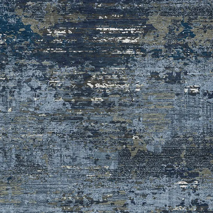10' X 14' Blue And Navy Blue Abstract Washable Indoor Outdoor Area Rug