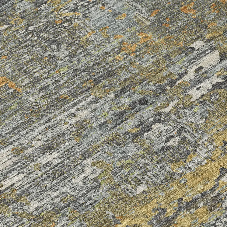 8' Gold And Taupe Round Abstract Washable Indoor Outdoor Area Rug
