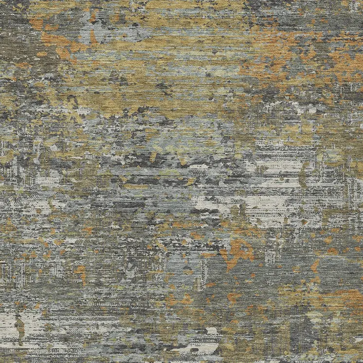 8' X 10' Gold And Taupe Abstract Washable Indoor Outdoor Area Rug