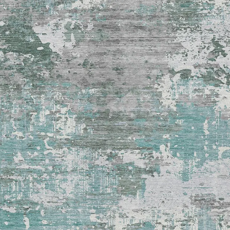 9' X 12' Blue And Teal Blue Abstract Washable Indoor Outdoor Area Rug