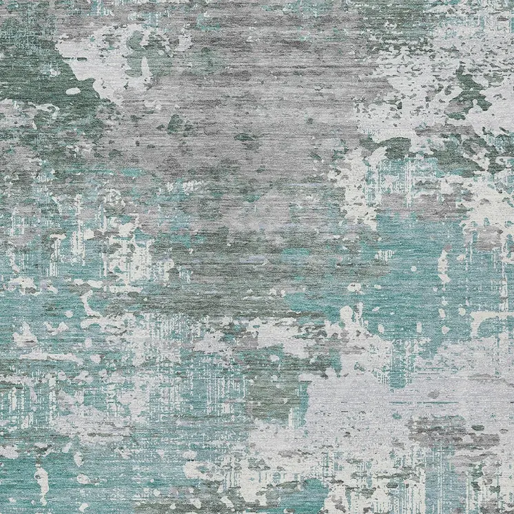 10' X 14' Blue And Teal Blue Abstract Washable Indoor Outdoor Area Rug