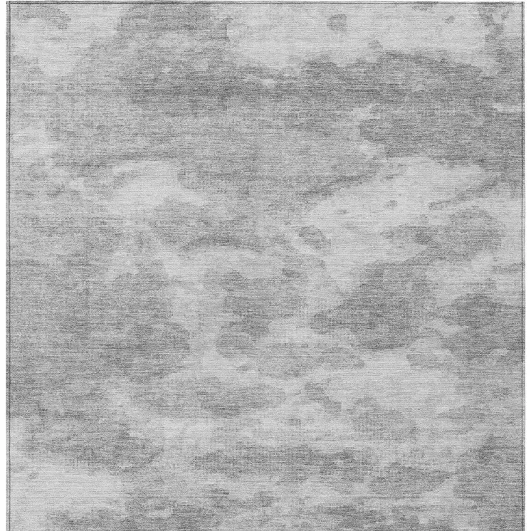 5' X 8' Silver And Gray Abstract Washable Indoor Outdoor Area Rug