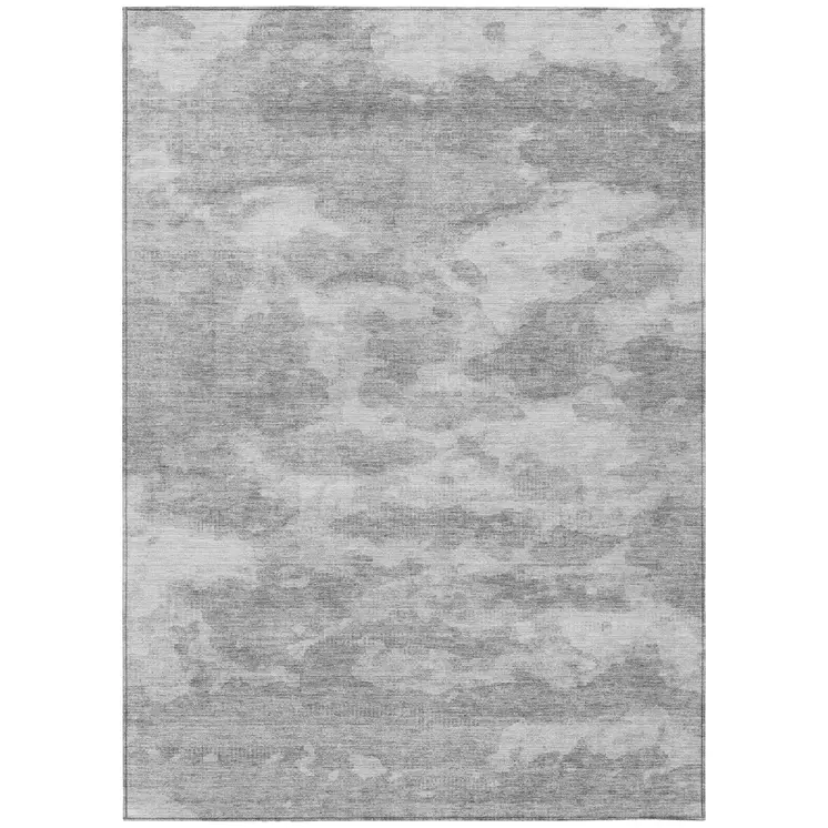 9' X 12' Silver And Gray Abstract Washable Indoor Outdoor Area Rug