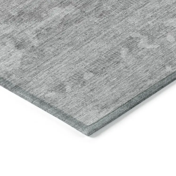 9' X 12' Silver And Gray Abstract Washable Indoor Outdoor Area Rug