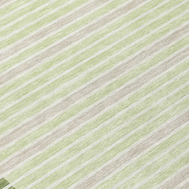 8' Artichoke Green And Mint Green Round Striped Washable Indoor Outdoor Area Rug