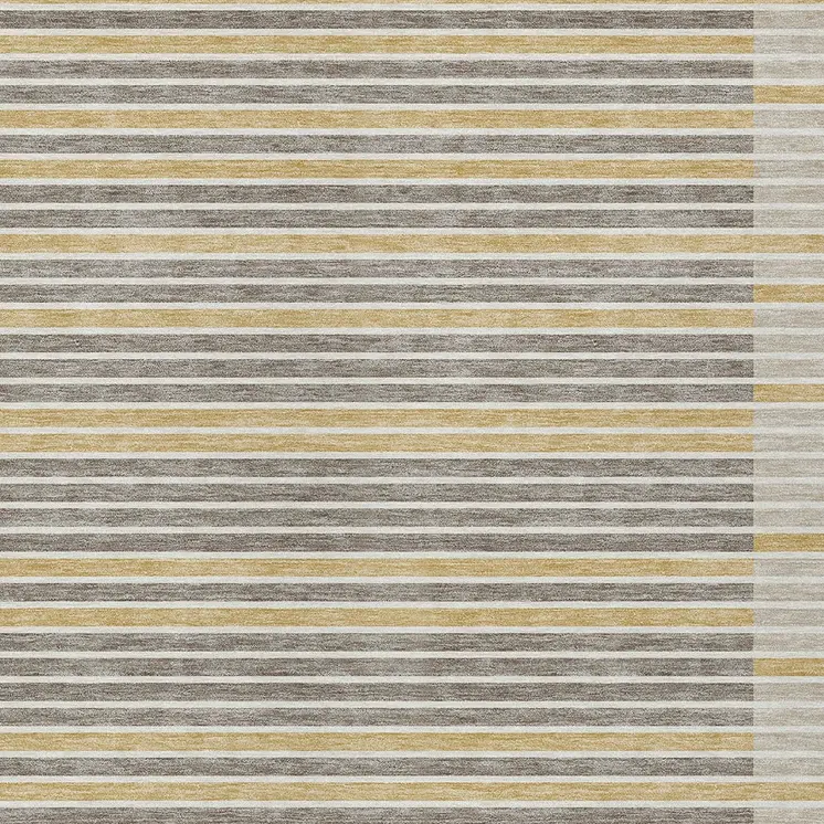 5' X 8' Brown And Ivory Striped Washable Indoor Outdoor Area Rug