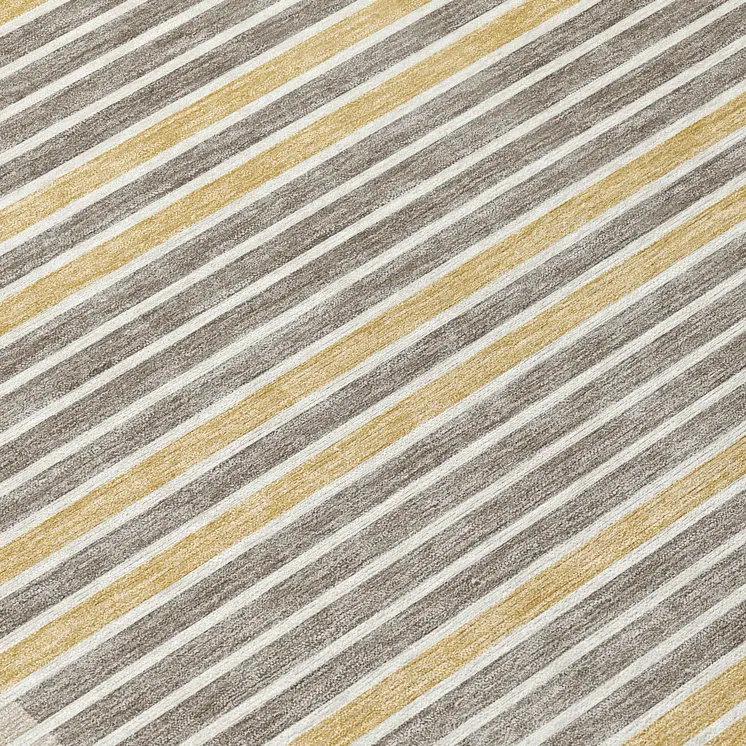 9' X 12' Brown And Ivory Striped Washable Indoor Outdoor Area Rug
