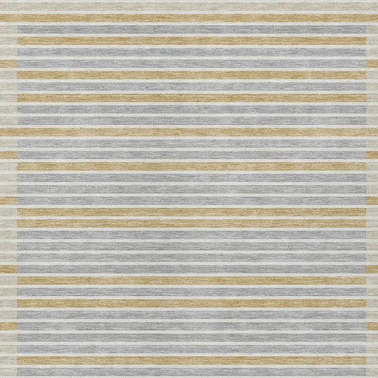 8' X 10' Gray And Silver Striped Washable Indoor Outdoor Area Rug