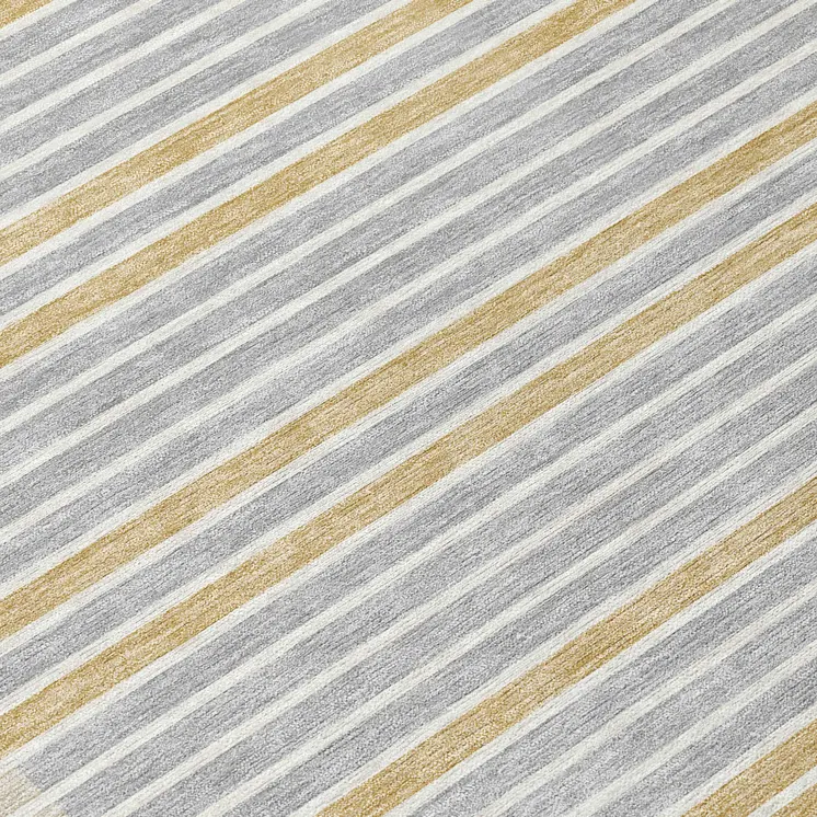 8' X 10' Gray And Silver Striped Washable Indoor Outdoor Area Rug