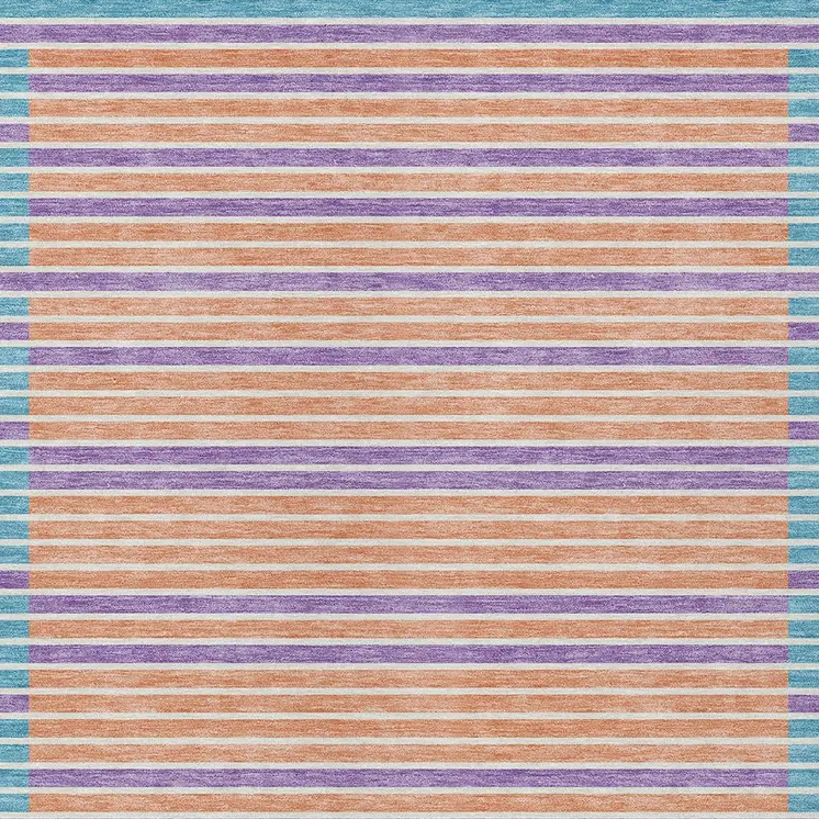 9' X 12' Lime Green And Ivory Striped Washable Indoor Outdoor Area Rug