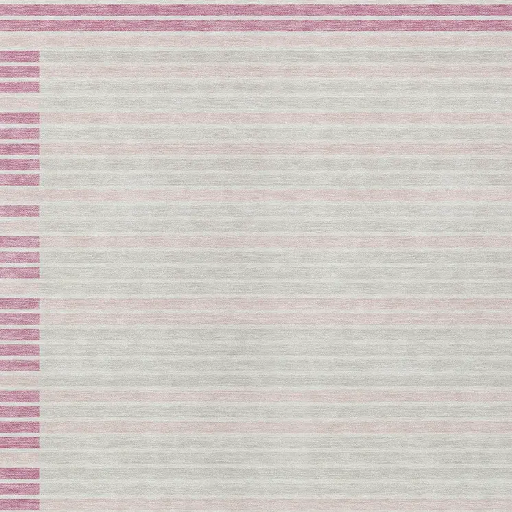 5' X 8' Pink And Ivory Striped Washable Indoor Outdoor Area Rug