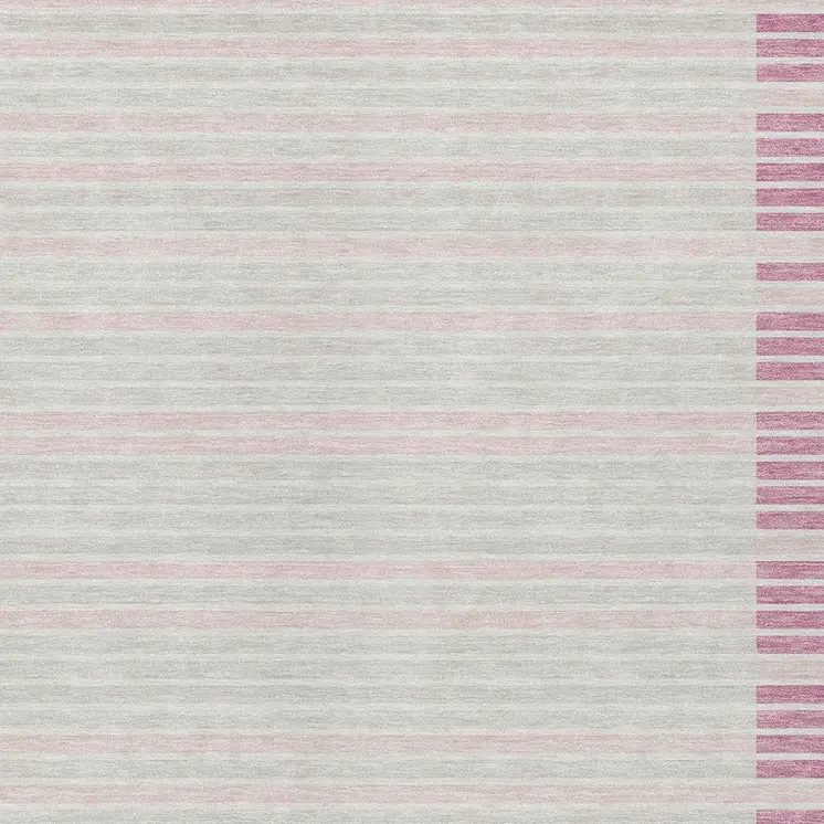 8' X 10' Pink And Ivory Striped Washable Indoor Outdoor Area Rug