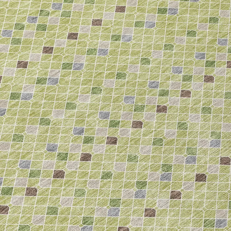 8' Artichoke Green And Fern Green Round Striped Washable Indoor Outdoor Area Rug
