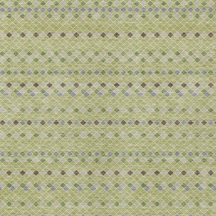8' X 10' Artichoke Green And Fern Green Striped Washable Indoor Outdoor Area Rug