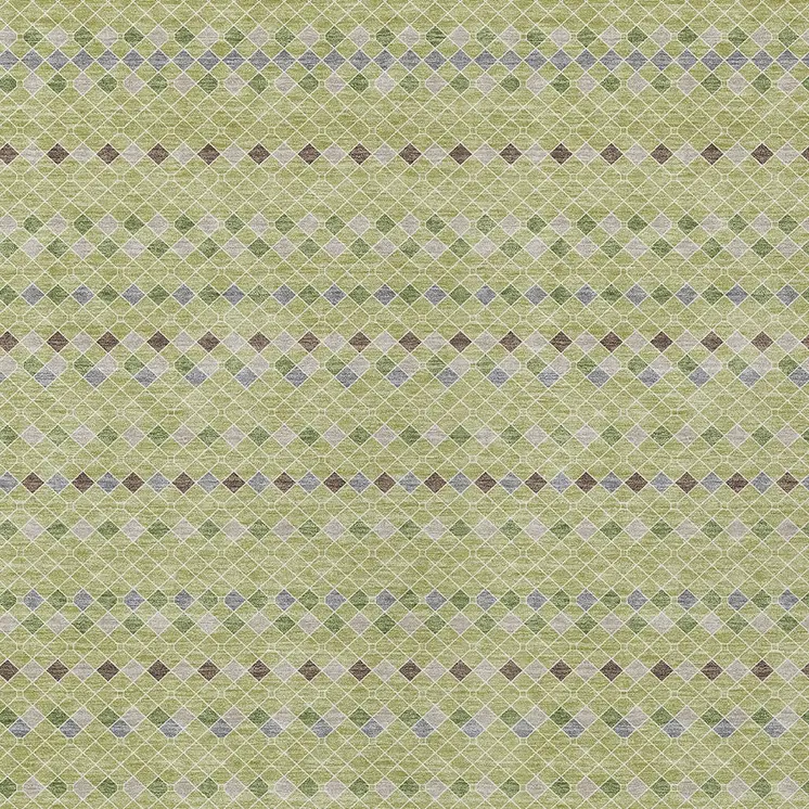10' X 14' Artichoke Green And Fern Green Striped Washable Indoor Outdoor Area Rug