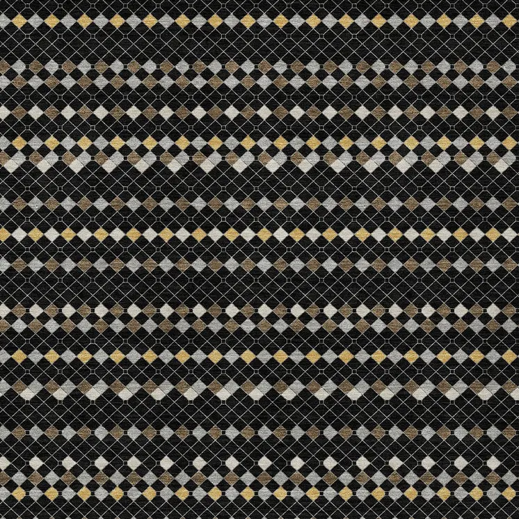 5' X 8' Black And Taupe Striped Washable Indoor Outdoor Area Rug