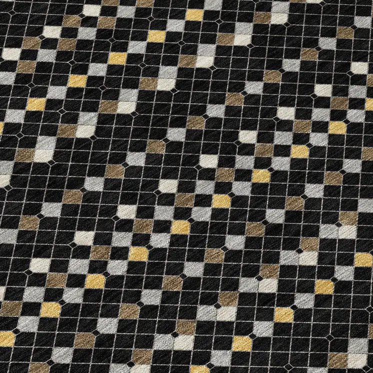 5' X 8' Black And Taupe Striped Washable Indoor Outdoor Area Rug