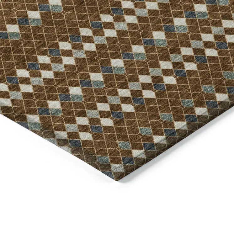8' X 10' Brown And Gray Striped Washable Indoor Outdoor Area Rug