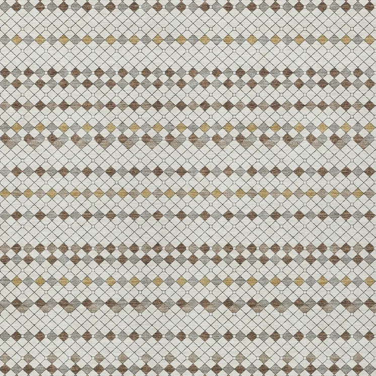 8' X 10' Ivory And Brown Striped Washable Indoor Outdoor Area Rug