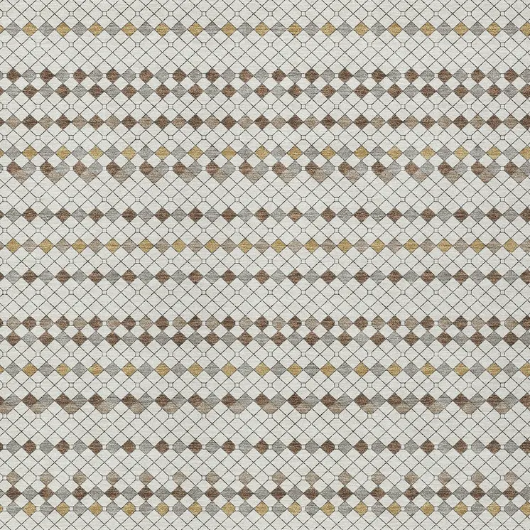 10' X 14' Ivory And Brown Striped Washable Indoor Outdoor Area Rug